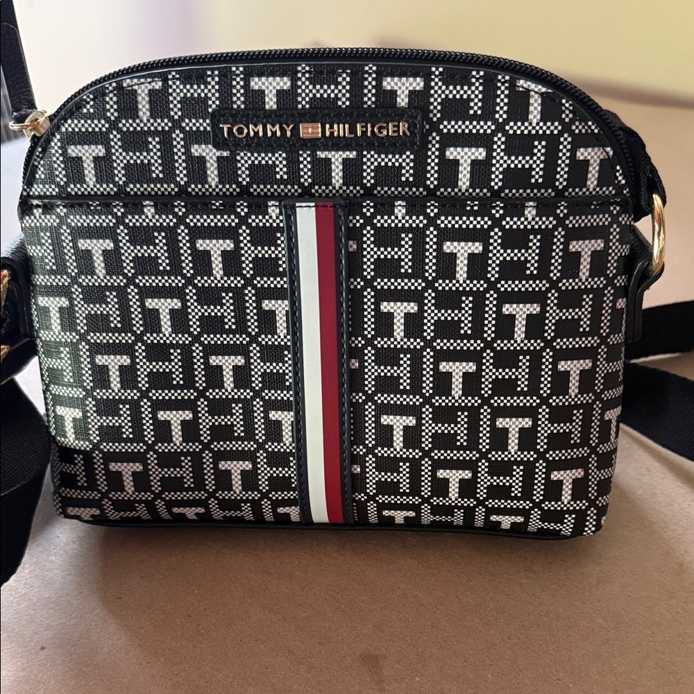 Tommy Hilfiger Monogram Black and White Belt Bag